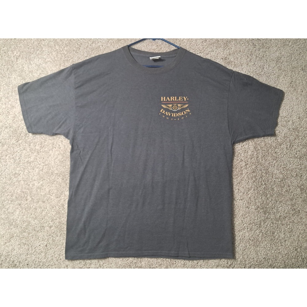 Harley-Davidson Hanes T-Shirt Mens 2XL Gray 110th Anniversary Superstition Tee